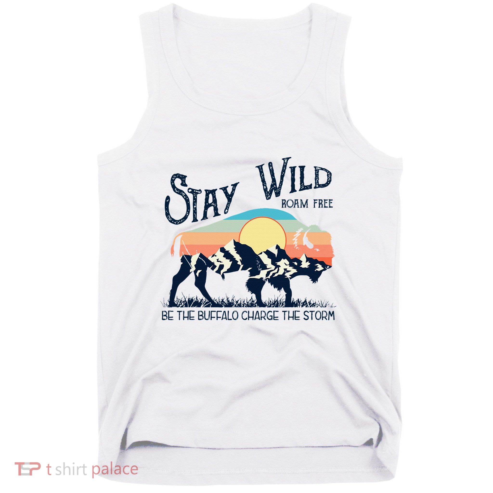W4mx Retro Stay Wild Roam Free The Buffalo Charge The Storm Tank Top