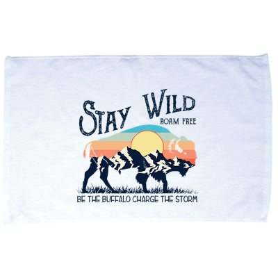 W4mx Retro Stay Wild Roam Free The Buffalo Charge The Storm Microfiber Hand Towel