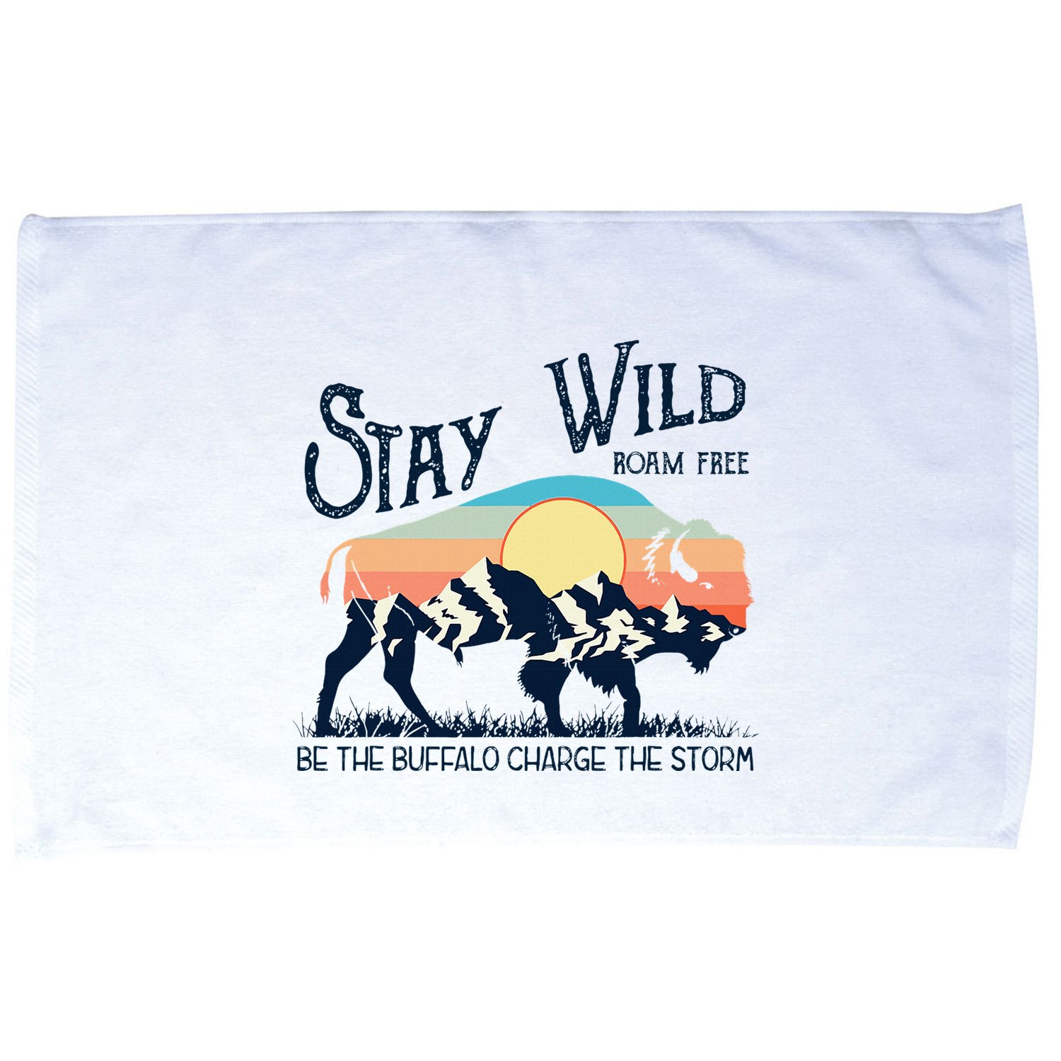 W4mx Retro Stay Wild Roam Free The Buffalo Charge The Storm Microfiber Hand Towel