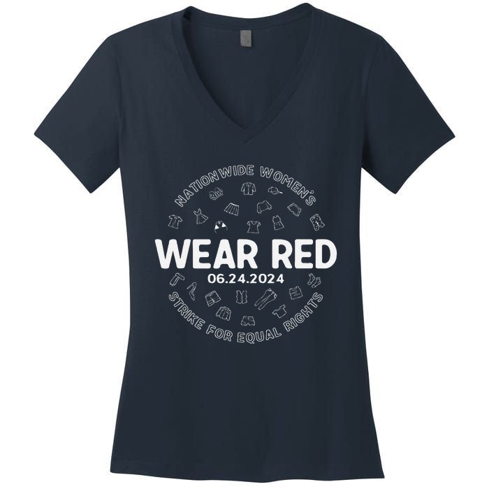 Wear Red Strike For Equality Rights Pro Feminist Women's V-Neck T-Shirt