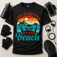 Women Retro Summer Vacation Life Is Better At The Beach Cooling Performance Crew T-Shirt