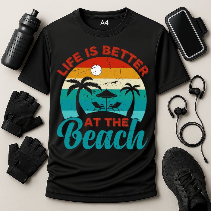 Women Retro Summer Vacation Life Is Better At The Beach Cooling Performance Crew T-Shirt
