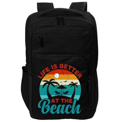 Women Retro Summer Vacation Life Is Better At The Beach Impact Tech Backpack