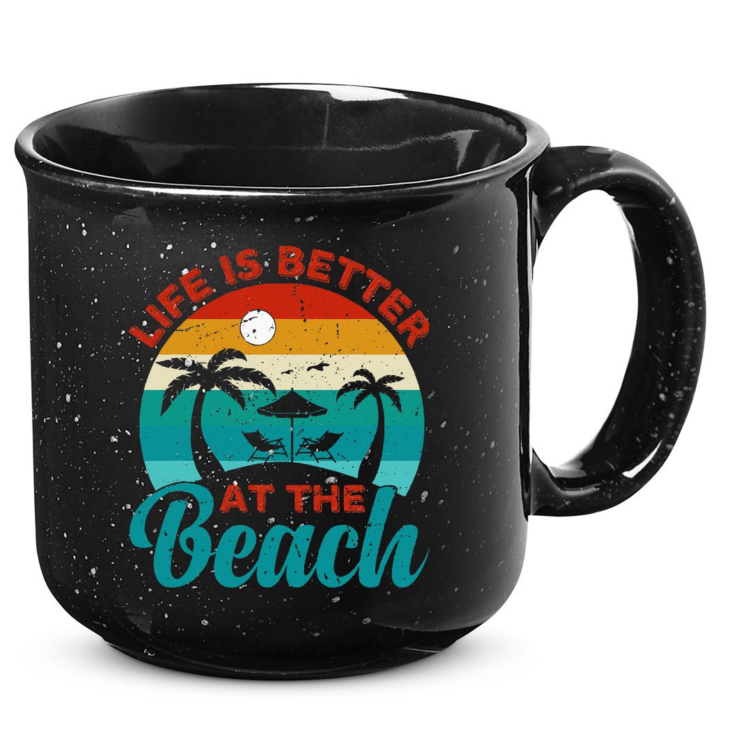 Women Retro Summer Vacation Life Is Better At The Beach 15oz Campfire Ceramic Mug