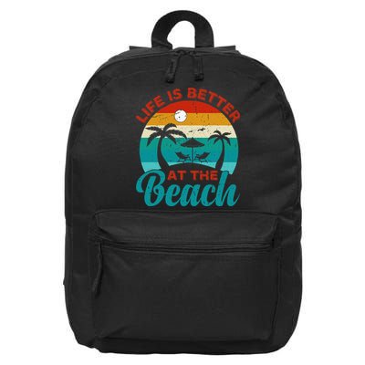 Women Retro Summer Vacation Life Is Better At The Beach 16 in Basic Backpack