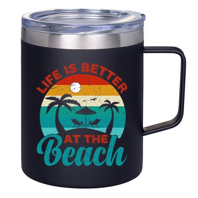Women Retro Summer Vacation Life Is Better At The Beach 12oz Stainless Steel Coffee Mug