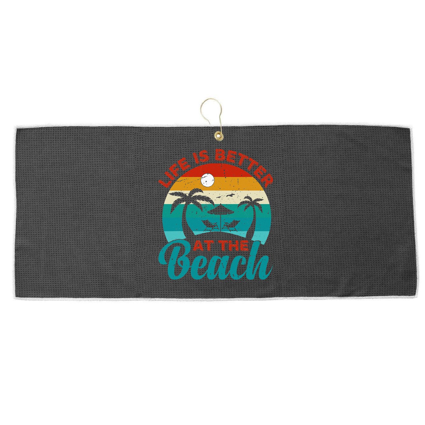 Women Retro Summer Vacation Life Is Better At The Beach Large Microfiber Waffle Golf Towel