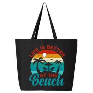 Women Retro Summer Vacation Life Is Better At The Beach 25L Jumbo Tote