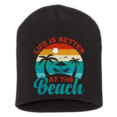 Women Retro Summer Vacation Life Is Better At The Beach Short Acrylic Beanie