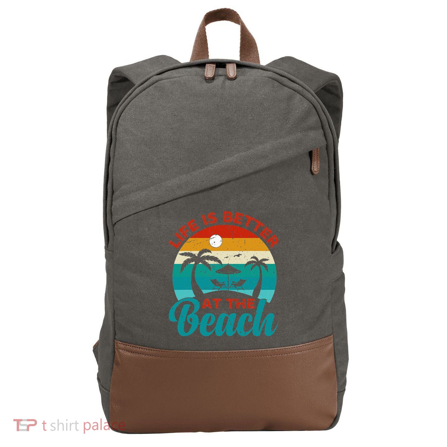 Women Retro Summer Vacation Life Is Better At The Beach Cotton Canvas Backpack