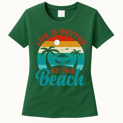 Women Retro Summer Vacation Life Is Better At The Beach Womens T-Shirt