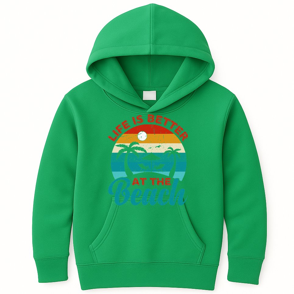 Women Retro Summer Vacation Life Is Better At The Beach Kids Hoodie