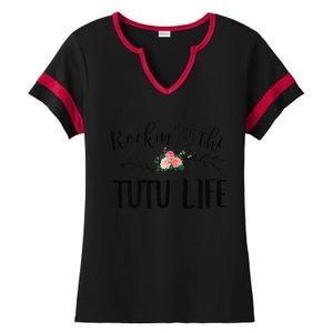 Womens Rockin' The Tutu Life Floral Decoration Grandma Ladies Halftime Notch Neck Tee