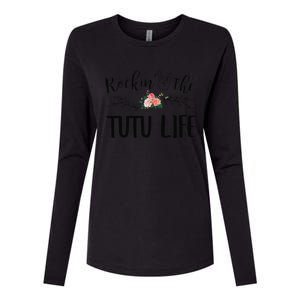 Womens Rockin' The Tutu Life Floral Decoration Grandma Womens Cotton Relaxed Long Sleeve T-Shirt