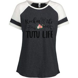 Womens Rockin' The Tutu Life Floral Decoration Grandma Enza Ladies Jersey Colorblock Tee