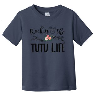 Womens Rockin' The Tutu Life Floral Decoration Grandma Toddler T-Shirt