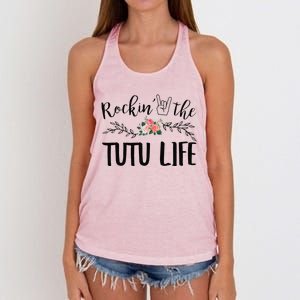 Womens Rockin' The Tutu Life Floral Decoration Grandma Women's Knotted Racerback Tank