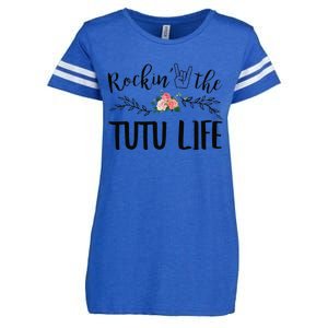 Womens Rockin' The Tutu Life Floral Decoration Grandma Enza Ladies Jersey Football T-Shirt