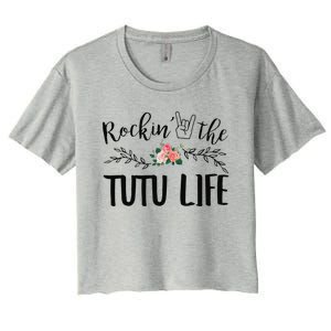 Womens Rockin' The Tutu Life Floral Decoration Grandma Women's Crop Top Tee