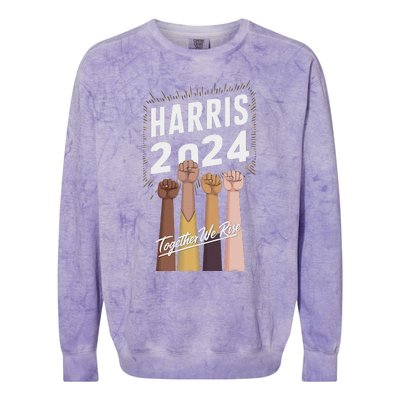 We Rise Together Kamala Harris Multi Cultural Colorblast Crewneck Sweatshirt