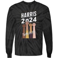 We Rise Together Kamala Harris Multi Cultural Tie-Dye Long Sleeve Shirt