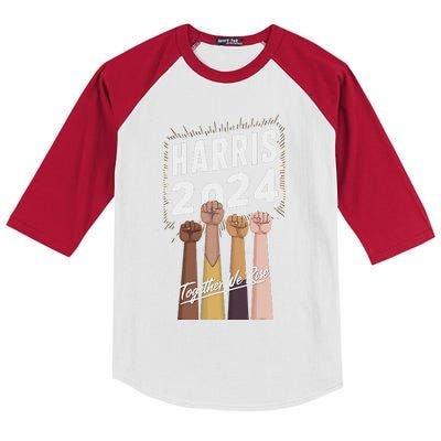 We Rise Together Kamala Harris Multi Cultural Kids Colorblock Raglan Jersey