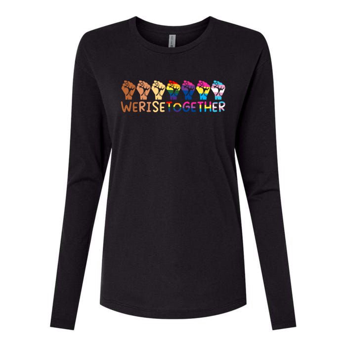 We Rise Together Pride Month Strong Hands Black Lives Matter Human Rights Womens Cotton Relaxed Long Sleeve T-Shirt