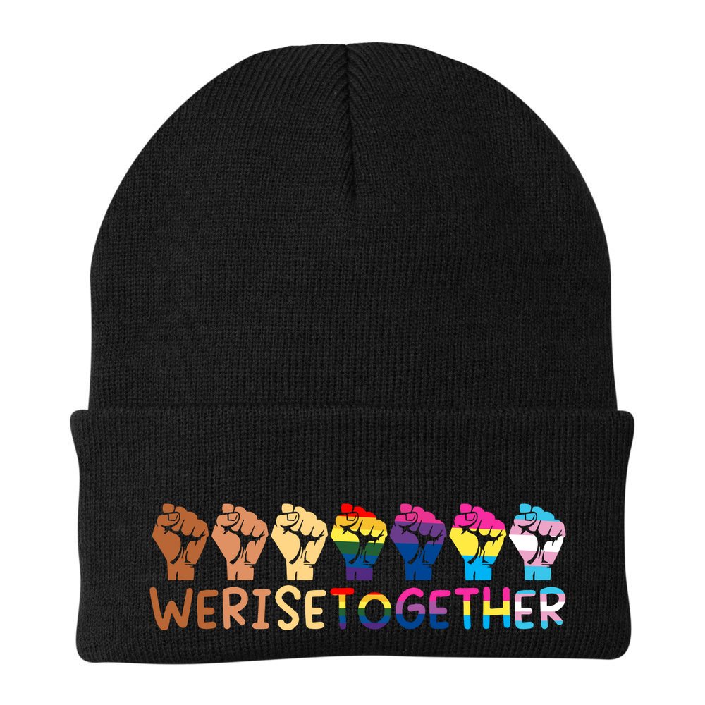 We Rise Together Pride Month Strong Hands Black Lives Matter Human Rights Beanie