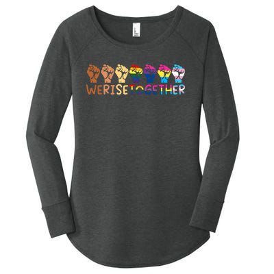 We Rise Together Pride Month Strong Hands Black Lives Matter Human Rights Women's Perfect Tri Tunic Long Sleeve Shirt