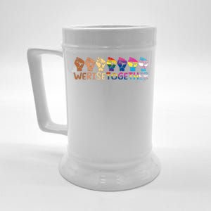 We Rise Together Pride Month Strong Hands Black Lives Matter Human Rights Beer Stein