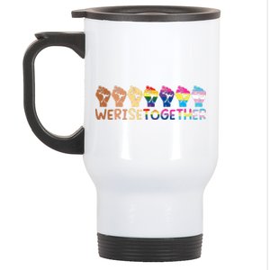 We Rise Together Pride Month Strong Hands Black Lives Matter Human Rights Stainless Steel Travel Mug