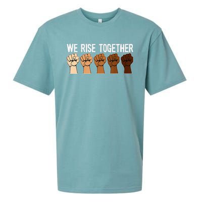 We Rise Together Black History Month BLM Melanin Equality Sueded Cloud Jersey T-Shirt