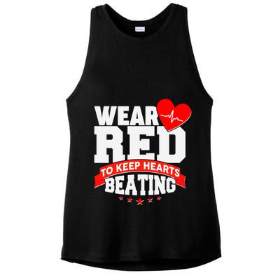 Wear Red To Keep Hearts Beating Heart Health Awareness Ladies PosiCharge Tri-Blend Wicking Tank