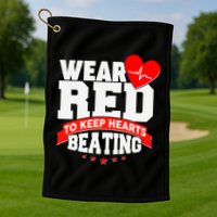 Wear Red To Keep Hearts Beating Heart Health Awareness Golf Towel