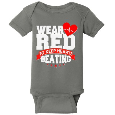 Wear Red To Keep Hearts Beating Heart Health Awareness Baby Bodysuit