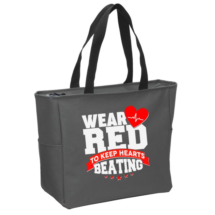Wear Red To Keep Hearts Beating Heart Health Awareness Zip Tote Bag