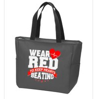 Wear Red To Keep Hearts Beating Heart Health Awareness Zip Tote Bag