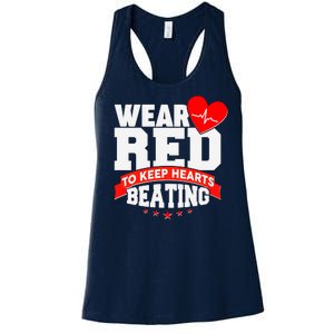 Wear Red To Keep Hearts Beating Heart Health Awareness Women's Racerback Tank