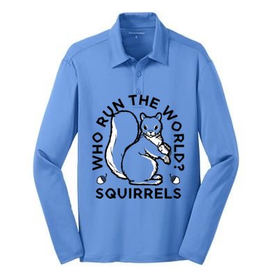 Who Run The World? Squirrels Silk Touch Performance Long Sleeve Polo