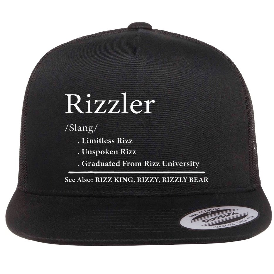 W Rizz The Rizzler Definition Funny Meme Quote Saying Flat Bill Trucker Hat
