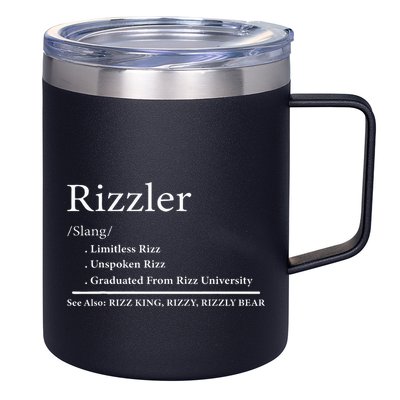 W Rizz The Rizzler Definition Funny Meme Quote Saying 12oz Stainless Steel Coffee Mug
