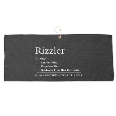 W Rizz The Rizzler Definition Funny Meme Quote Saying Large Microfiber Waffle Golf Towel