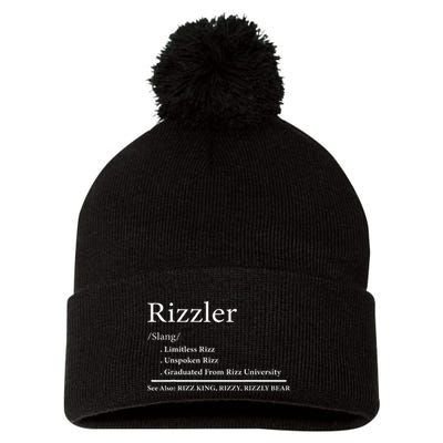 W Rizz The Rizzler Definition Funny Meme Quote Saying Pom Pom 12in Knit Beanie