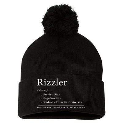 W Rizz The Rizzler Definition Funny Meme Quote Saying Pom Pom 12in Knit Beanie