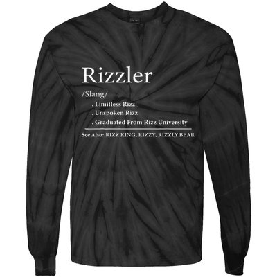 W Rizz The Rizzler Definition Funny Meme Quote Saying Tie-Dye Long Sleeve Shirt
