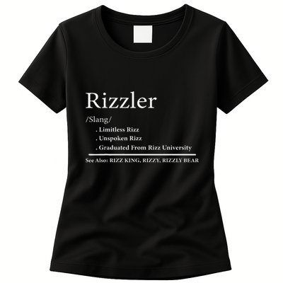 W Rizz The Rizzler Definition Funny Meme Quote Saying Womens T-Shirt