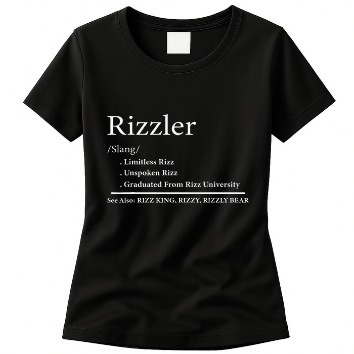 W Rizz The Rizzler Definition Funny Meme Quote Saying Womens T-Shirt