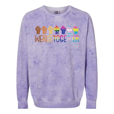 We Rise Together Lgbtq Pride Social Justice Equality Ally Colorblast Crewneck Sweatshirt