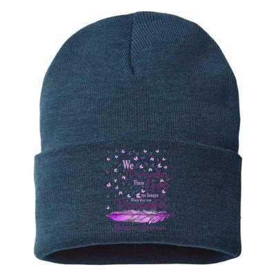 We Remember Their Love Purple Ribbon Alzheimer Support Sustainable Knit Beanie