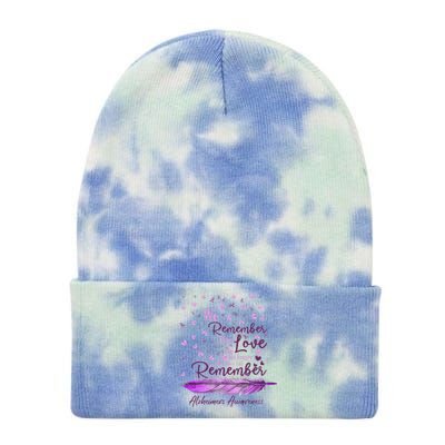 We Remember Their Love Purple Ribbon Alzheimer Support Tie Dye 12in Knit Beanie